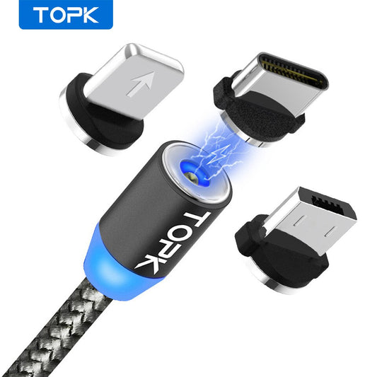 TOPK AM17 LED câble USB magnétique/Micro USB/type-c